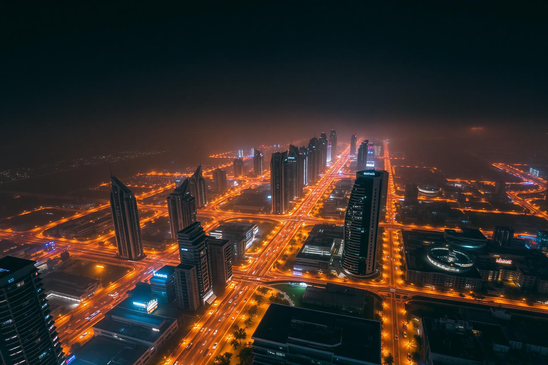 UAE cityscape at night